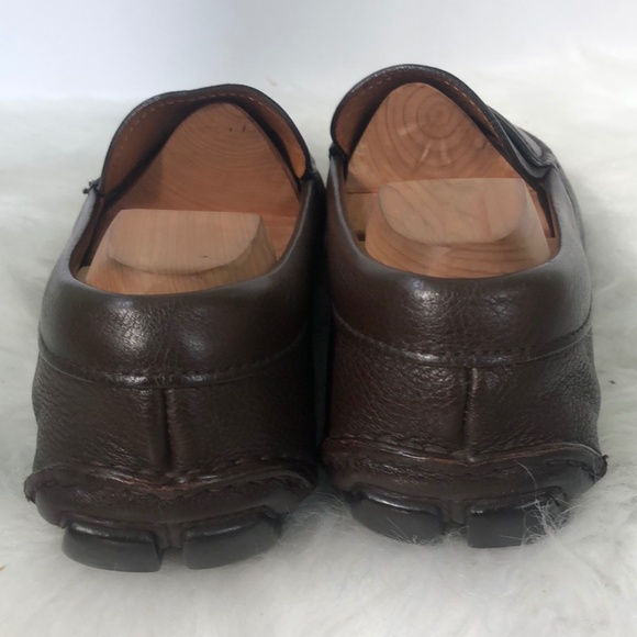 Prada Mens Brown Leather Round Toe Slip On Casual Loafer Shoes Size 10 Coa - Picture 9 of 10